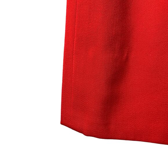 Celine Paris Pencil Skirt Womens Size 42 Red 100% Wool Gold Chain 8" Side Zip - Picture 7 of 9